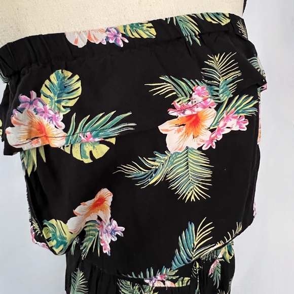 Blue Island Strapless Black/Floral Jumper (Hawaiian) Sz M - Picture 4 of 9